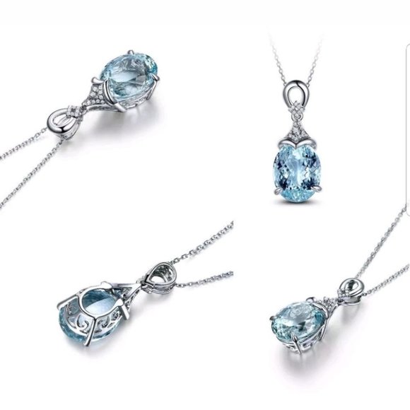 New light blue natural stone necklace pendant - Picture 8 of 8